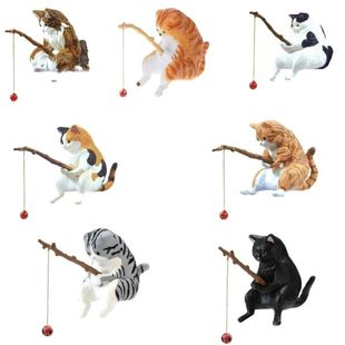 Fish Ornaments Landscaping Cartoon Aqu Fishing Figurine Cat