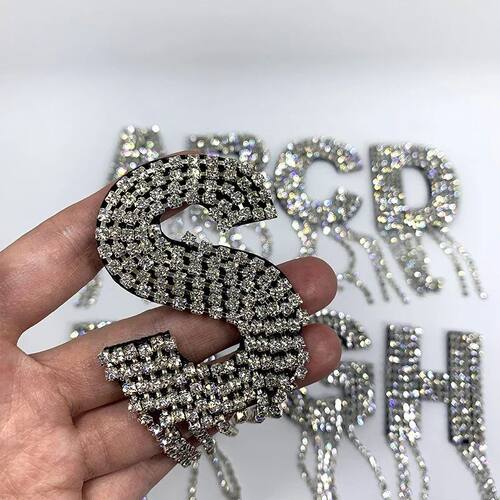 Iron on Clothes A-Z 26pc Rhinestones Letters Patches for Clo