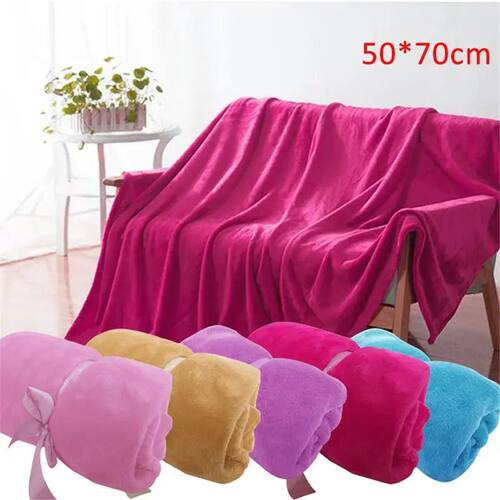 Solid Color Soft Throw Blanket Warm Coral Artificial Velvet
