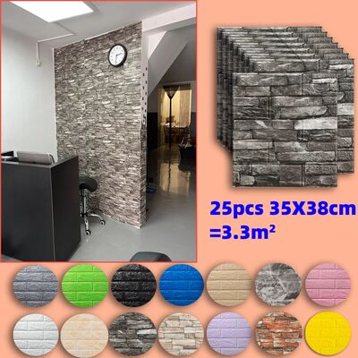 25pcs 3D Wall Stickers Self Adhesive Wallpaper Panel Home De
