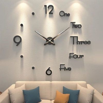 3D Wall Clock DIY Big Wall Clocks Modern Living Room Acrylic