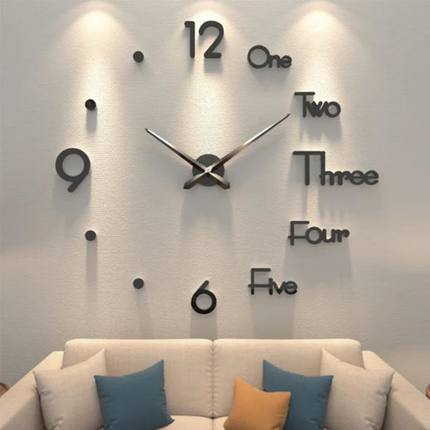 3D Wall Clock DIY Big Wall Clocks Modern Living Room Acrylic