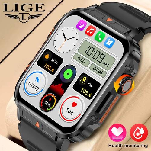 LIGE Smartwatch 1.95 Inch Screen Health Monitoring Watches I