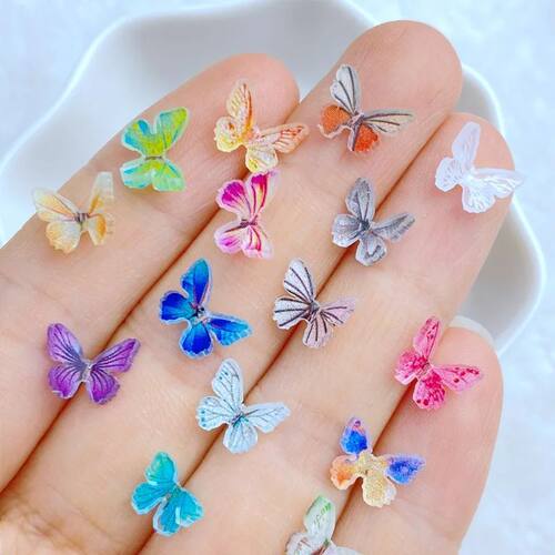 30Pcs New Cute Mini 7*9mm Butterfly Series Resin Figurine Fl