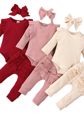 3Pcs Baby Girl Outfit Set Newborn Toddler Kids Clothing Set