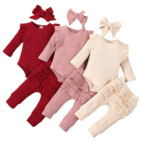 3Pcs Baby Girl Outfit Set Newborn Toddler Kids Clothing Set