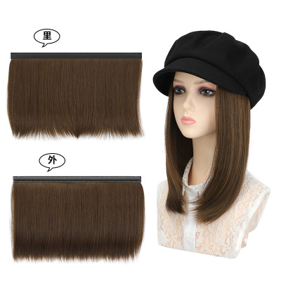 Women's Medium Long Straight Hair llarbone Hair Hat Pieces F