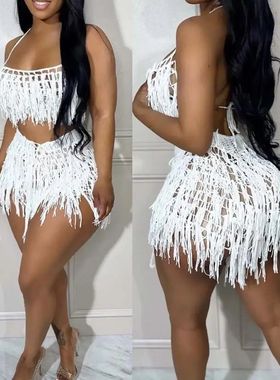 Sexy Womens Two Piece Sets Outfit Spaghetti Strap Crop Croch