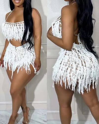 Sexy Womens Two Piece Sets Outfit Spaghetti Strap Crop Croch
