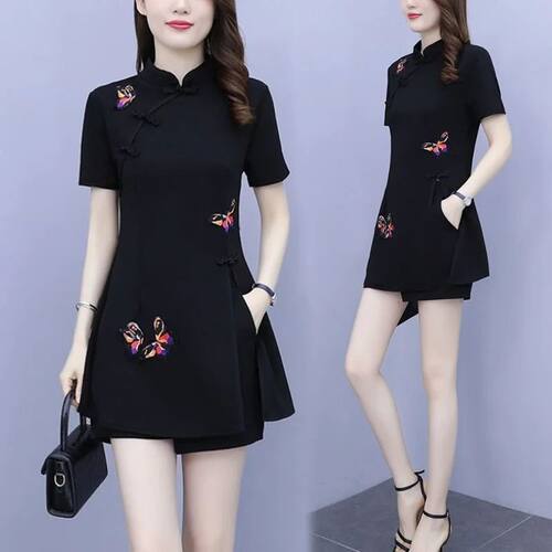 Women's Suit Chinese Style Clothes Two Piece Sets 2024 Summe