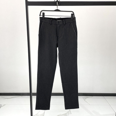 2024 Slim Men's Pants Straight Hemp Gray Back Embroidered Le