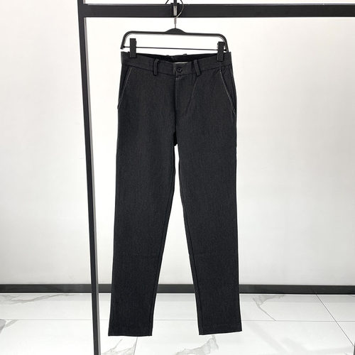 2024 Slim Men's Pants Straight Hemp Gray Back Embroidered Le