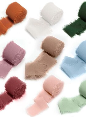 4CM*5M Handmade Frayed Edged Satin Chiffon Silk Ribbon For W