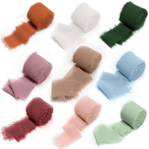 4CM*5M Handmade Frayed Edged Satin Chiffon Silk Ribbon For W