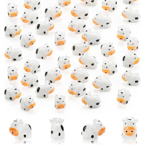 50 Pcs Mini Cow Figurines Resin Cow Miniature Animals Figuri