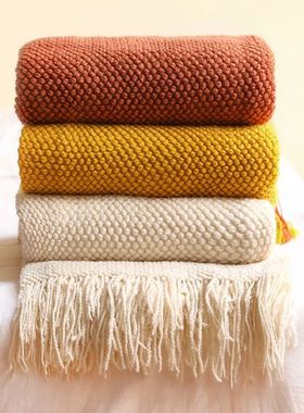 Textile City Corn Grain Waffle Embossed Knitted Blanket Home