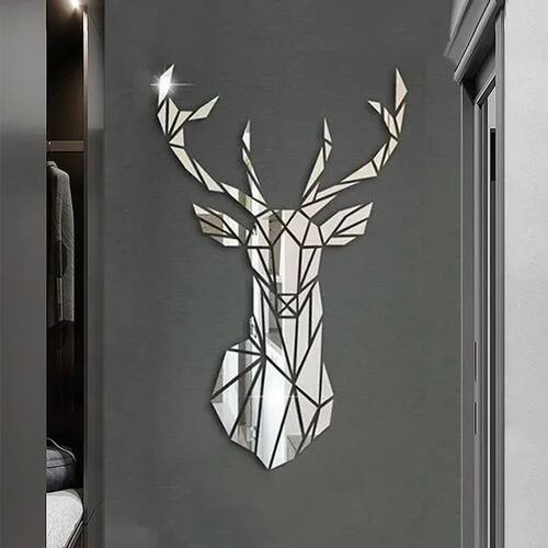 3D Mirror Wall Stickers Nordic Style Acrylic Deer Head Mirro