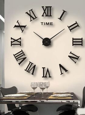 2D/3D Large Roman Numeral Acrylic Mirror Wall Clock Sticker