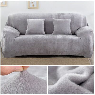 Plush Sofa ver Sretch Solid Color Thick Slipver Sofa vers fo