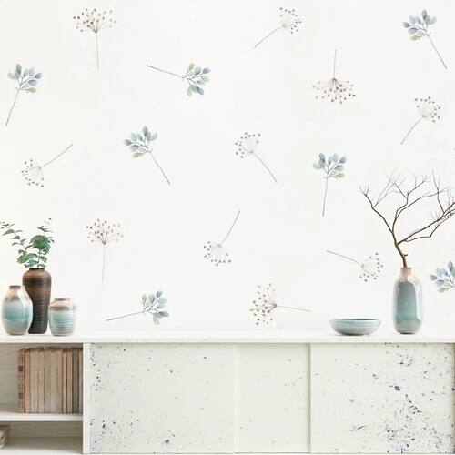 Watercolor Floral Plants Wall Stickers for Kids Room Baby Nu