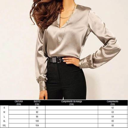 Women Deep V-neck Pullover Blouse Long Sleeve Solid Top Offi