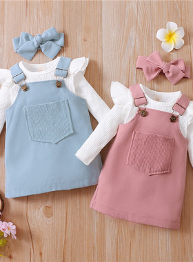 0-18months 3pcs Baby Girls Outfit Sweet Style Long Sleeve Ro