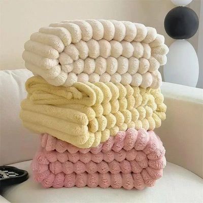 Fluffy Blankets Solid Color Bed ver Ins Flannel Blanket Sofa