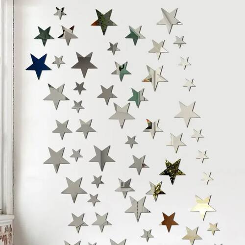 20pcs Star Wall Sticker 3D Acrylic Irregular Mirror Vanity L