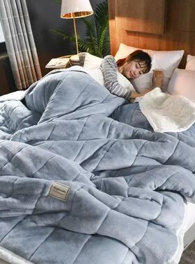 Coral Fleece Autumn Winter Warm Blankets for Bed 3 Layers Th