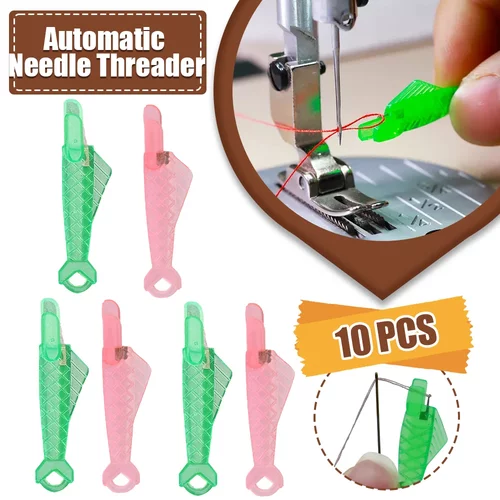10PCS Auto Needle Threader Wire Loop Fish Type DIY Simple Th