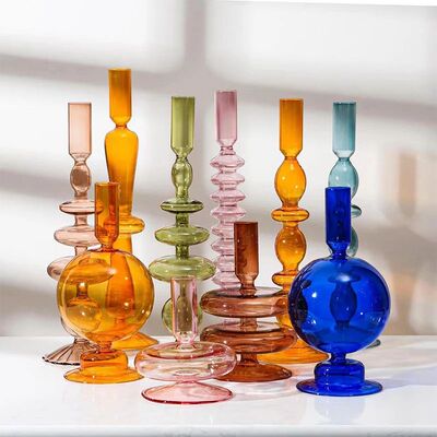 1pc Home Decor Glass Candlestick Flower Vase Flower Vase Cra
