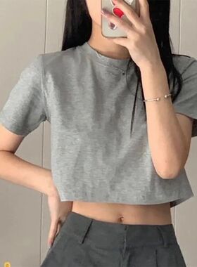 T-shirt Women Cropped Solid Sexy Minimalist Hot Sale Slim Ca