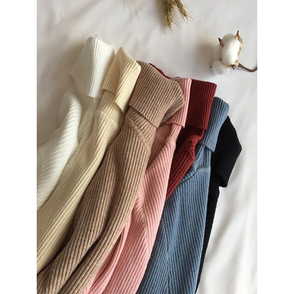 2024 Autumn Winter Thick Sweater Women Knitted Ribbed Pullov