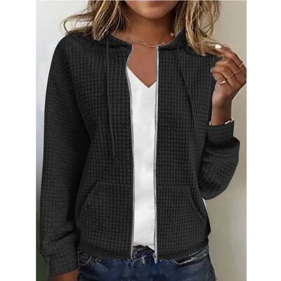 Elegant And Fashionable Plaid New Casual Style Loose Zippere