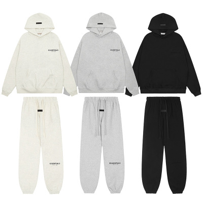 2024ss Hooded Sweatshirt Black Letter Flocking Fog Double Th