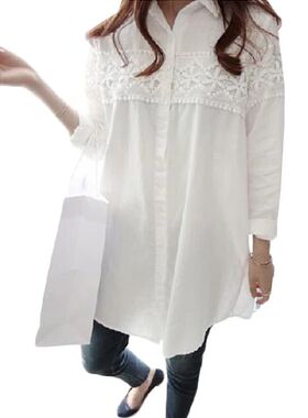 2024 New Autumn White Lace Blouse Plus Size 4XL Women ops Ca
