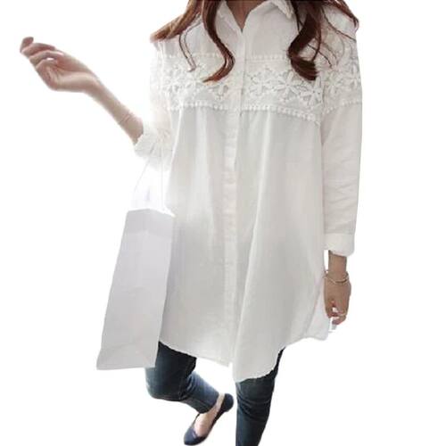 2024 New Autumn White Lace Blouse Plus Size 4XL Women ops Ca