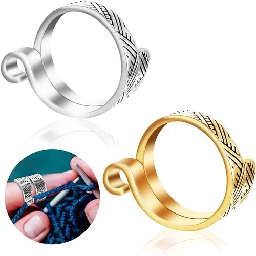 Knitting Loop Adjustable Open Ring Webbing Jewelry Crochet W