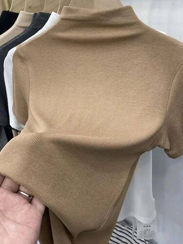 Threaded Short Sleeves Women T-shirts Summer New 2024 Turtle