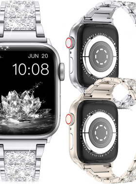 Suitable For Iwatch Se Three-bead Full Diamond Watch Strap Z