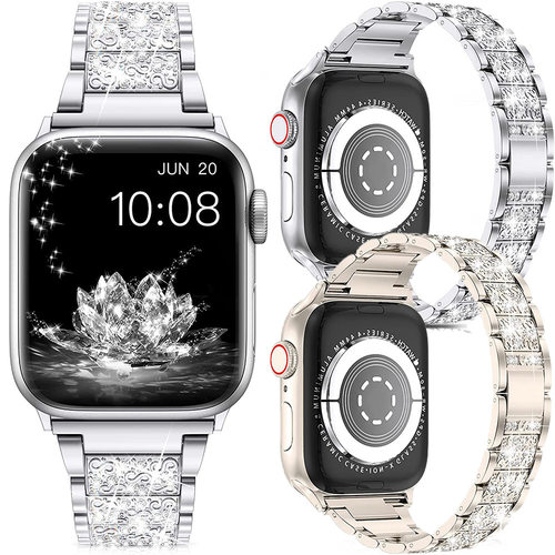 Suitable For Iwatch Se Three-bead Full Diamond Watch Strap Z