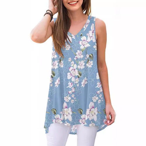 Independent Women's Printed Sleeveless V-neck T-shirt Beach