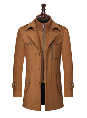 Supply Double-collar Woolen Coat, Thickened Collar Mid-lengt