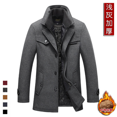 2024 Men's Woolen Coat Men's Double Collar Jacket Men's Clot