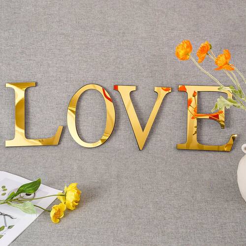 English Alphabet Acrylic Gold Wall Stickers Home Decor For L