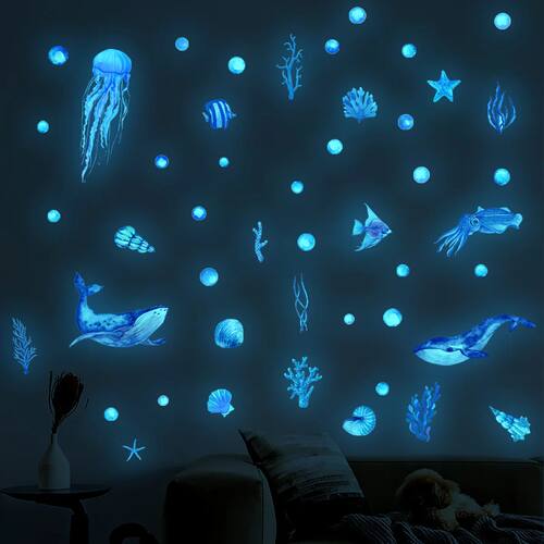 1 Set of Detachable Daterproof Self-adhesive Marine Animal B
