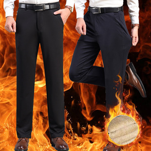2024 Velvet Thickened Men's Four-way Sretch Suit Pants Middl