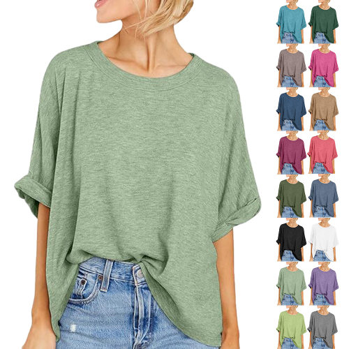 2024 Women's Large Size Casual Short Sleeve Loose T-shirt op