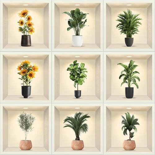1pc 3D Green Potted Plants Wall Stickers Living Room Bedroom