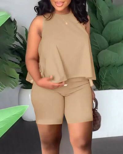 Elegant Women's Tees+Shorts  2 Piece Sets 2024 Summer Fashio